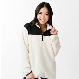 ZYIA CREAM FLEECE 1/4 ZIP SWEATER XXXL